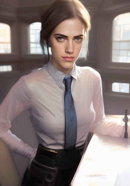 woman wearing a tie uniform