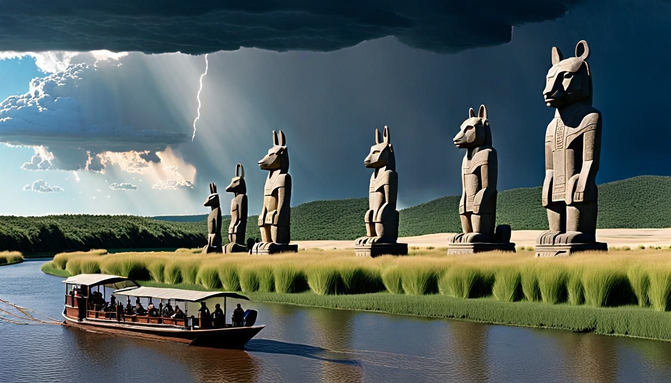 Riverbank Totems Bask in Golden Light