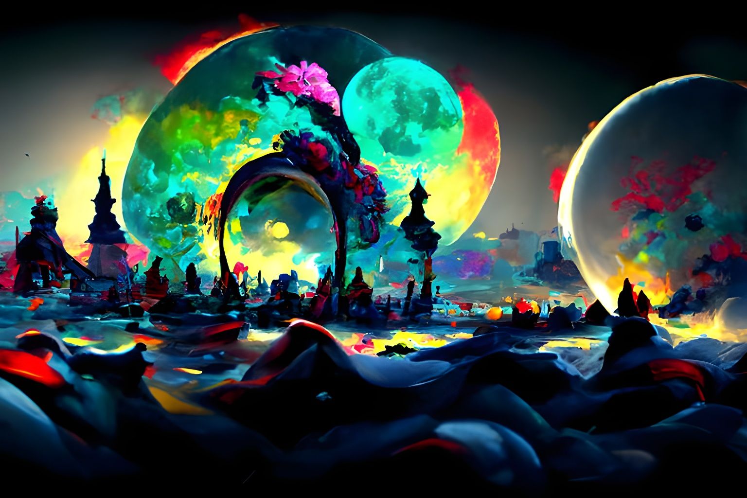 Hyper-Detailed Hyperrealistic Full Moon Scene in Vibrant Col...