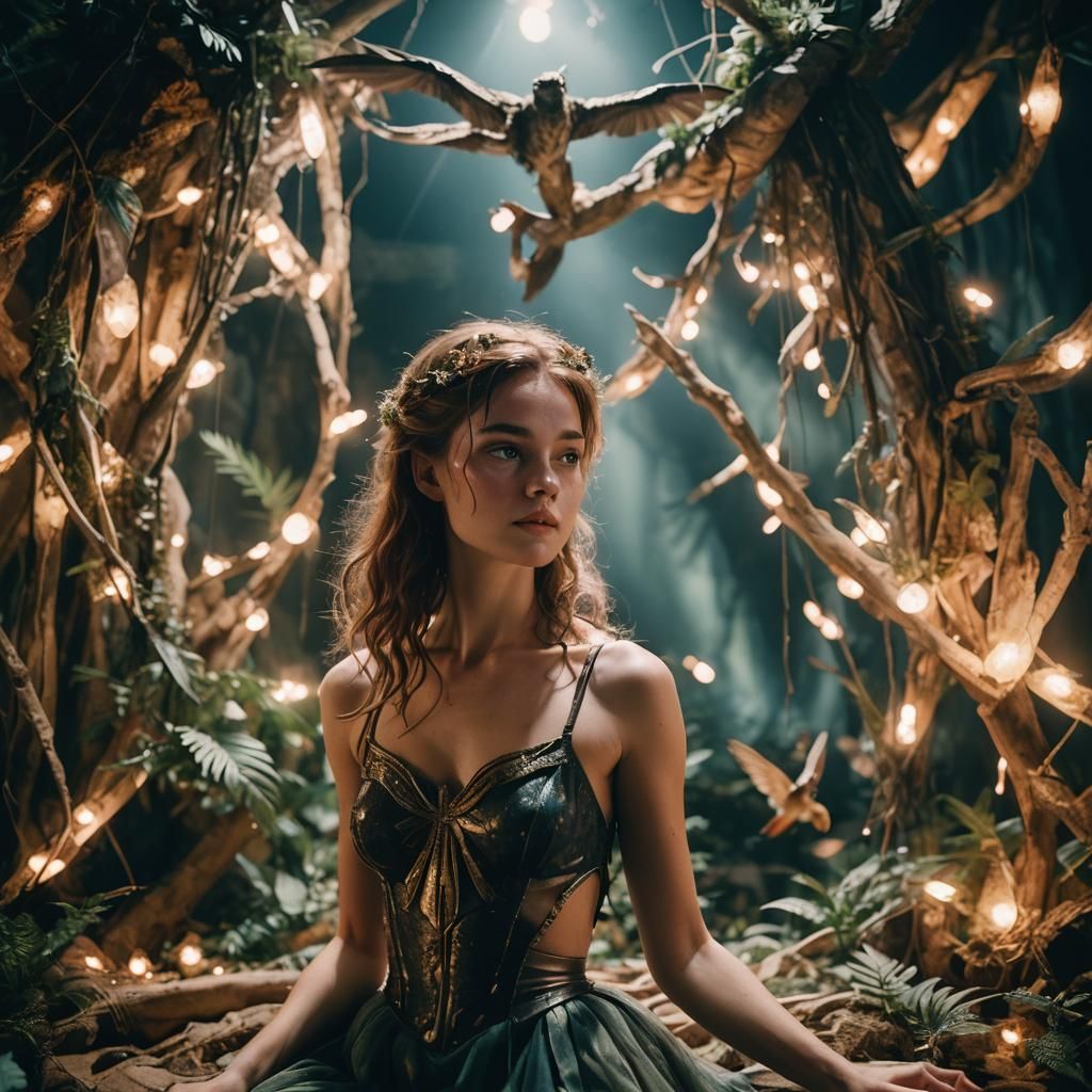 Enchanting Half-Naked Fairy Maiden in Whimsical Setting
