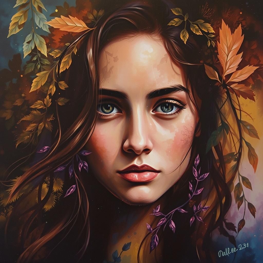 Surreal Forest Goddess in Iridescent Hues