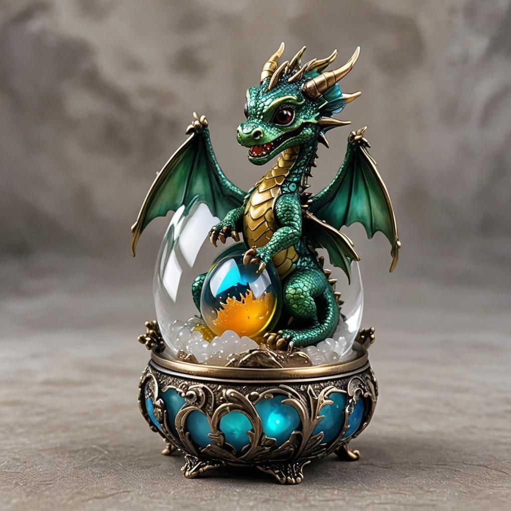 Surreal Baby Dragon Emerges from Jewelry Box