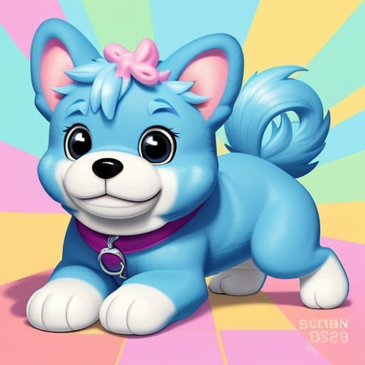 Vibrant Cartoon Dog with Shiny Eyes
