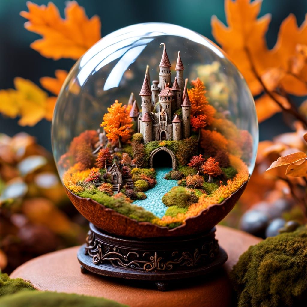 Autumn Fairy Castle Globe Diorama