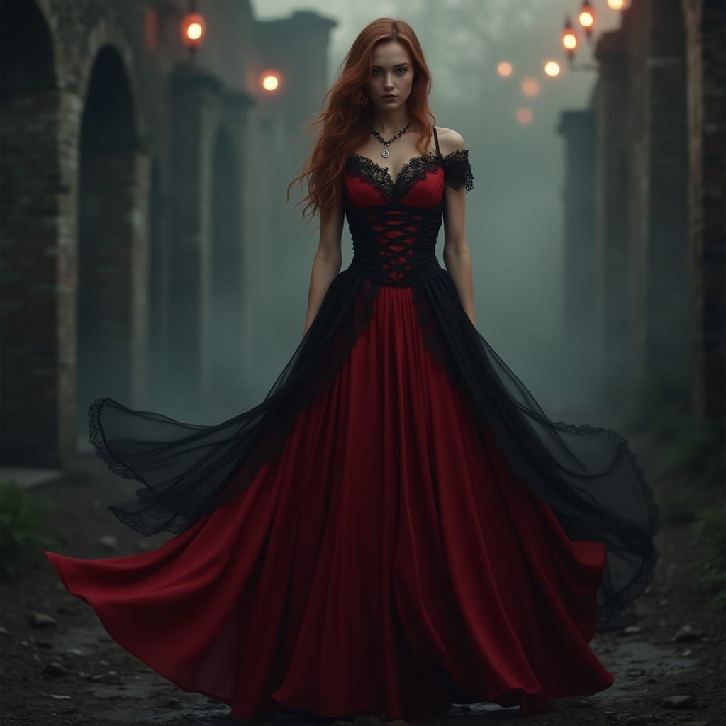 Ethereal Lady in Twilight Ruins