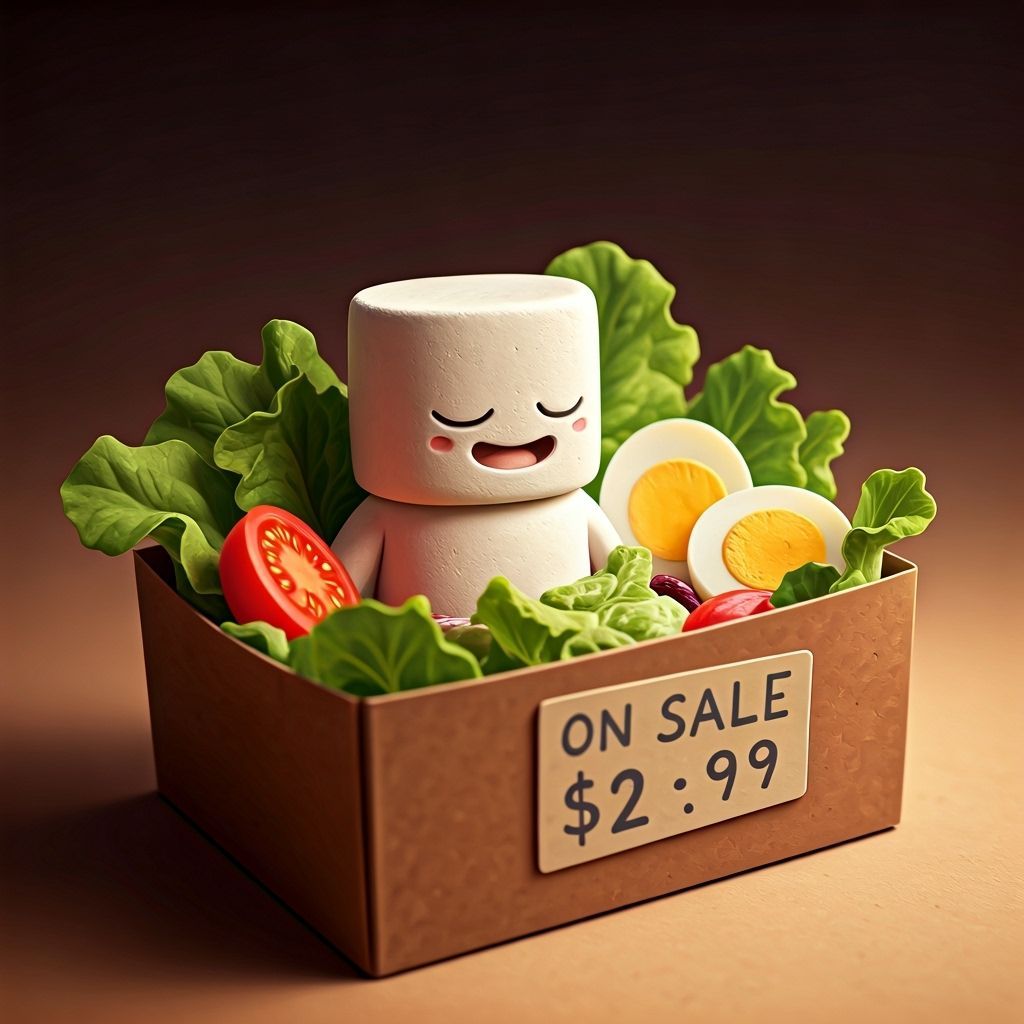 Marshmallow Man in Salad Box, Claymation Style