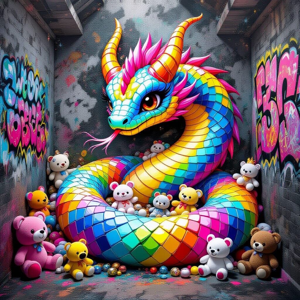 Rainbow Serpent Guardian of Plush Toys