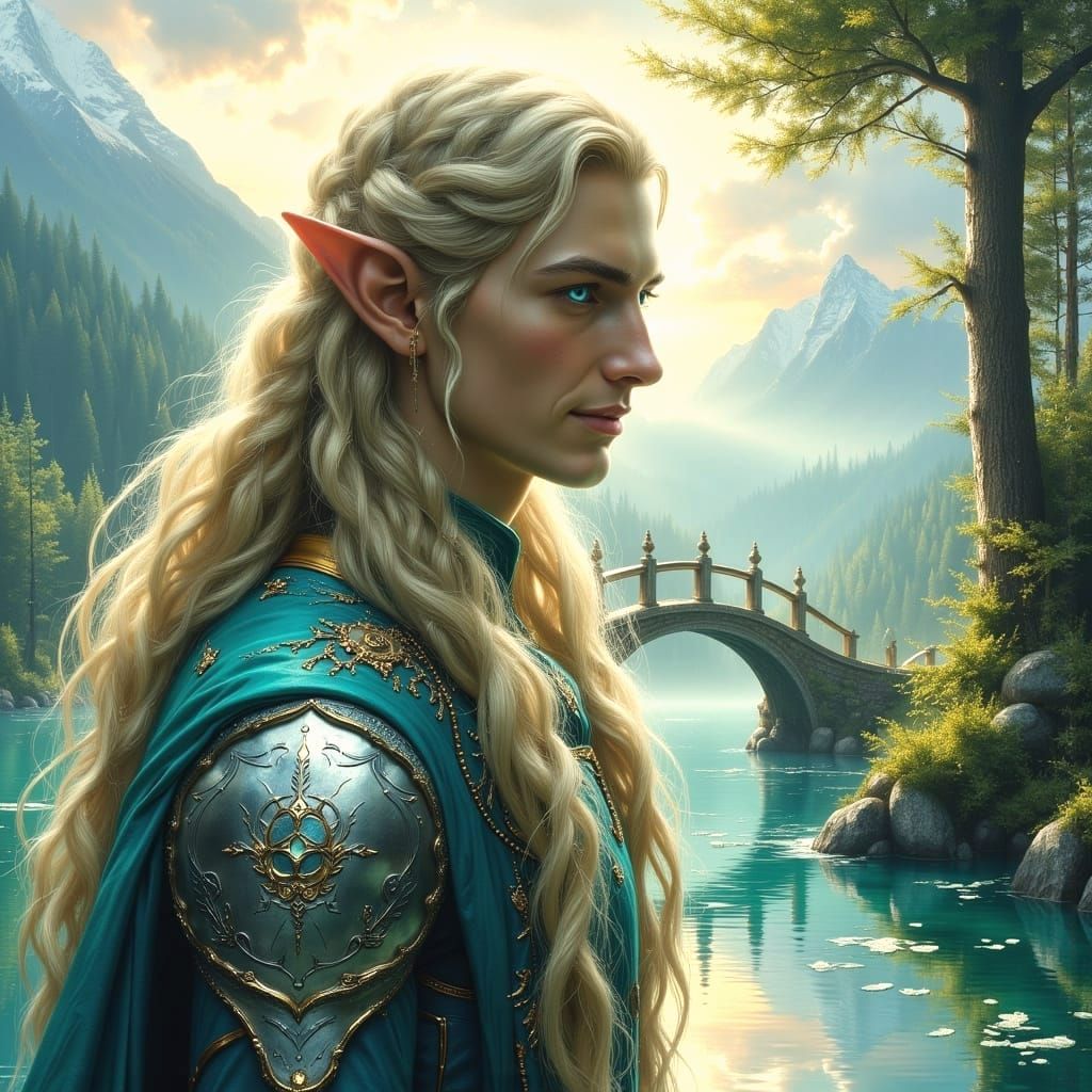 Ethereal Elf Portrait in Whimsical Landscape