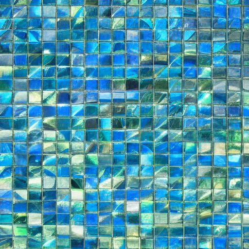 Vibrant Glass Bricks in a Sunny Blue Skies and Water Scene