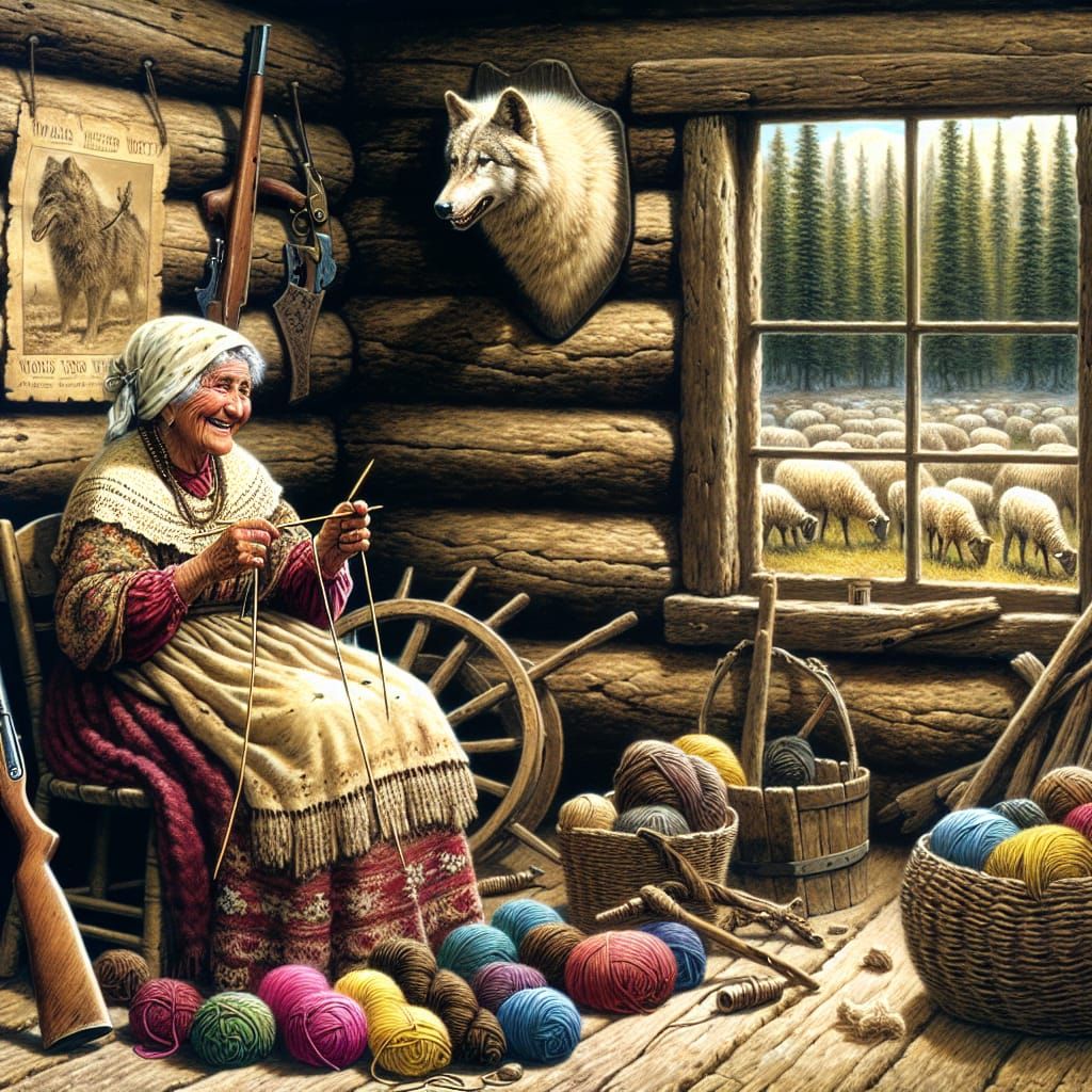 Cozy Log Cabin Scene from 1850s American Pioneer West