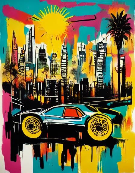 Neon SIAMESE CAT by Andy Warhol in Cyberpunk Style