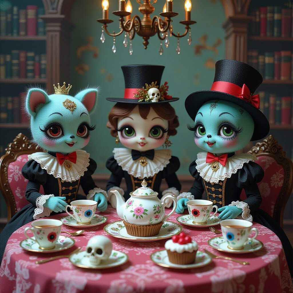 Gothic Tea Party with Whimsical Monsters