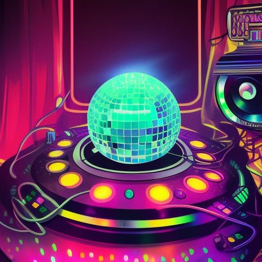 Vibrant Disco DJ Under Neon Lights