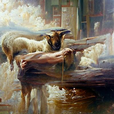 Jesus Christ the Shepherd in Oil Painting Style