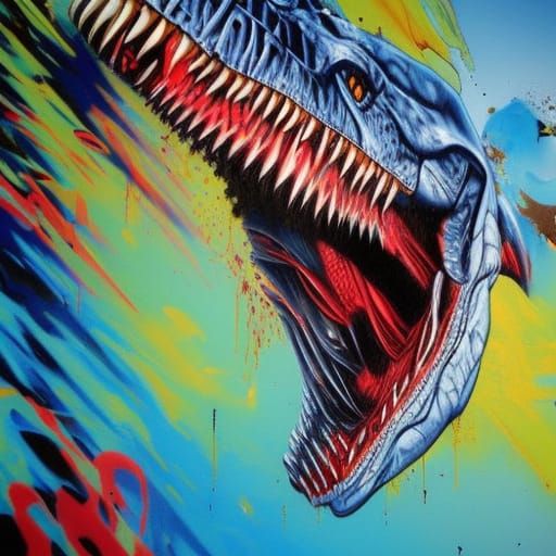 T_Rex in High Contrast Graffiti Style