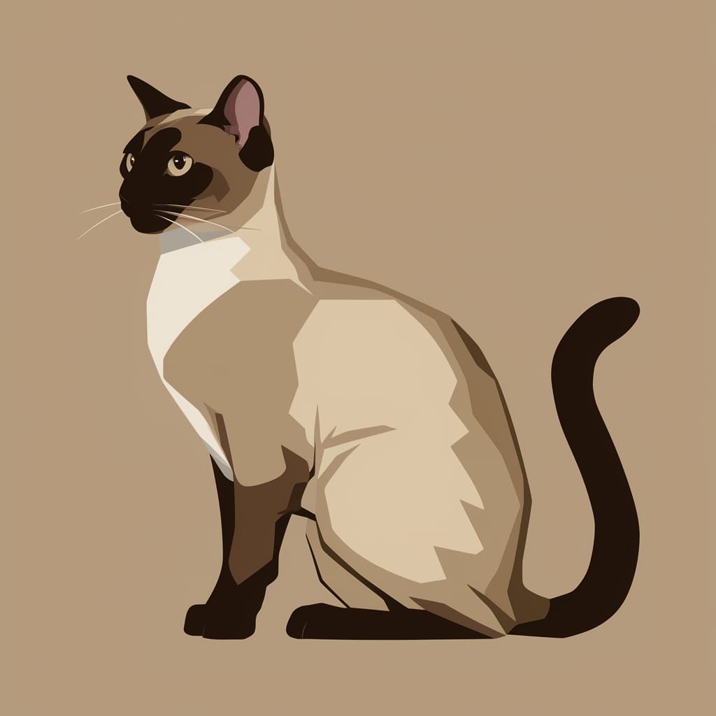 Siamese Cat ASCII Art in Monochrome Style