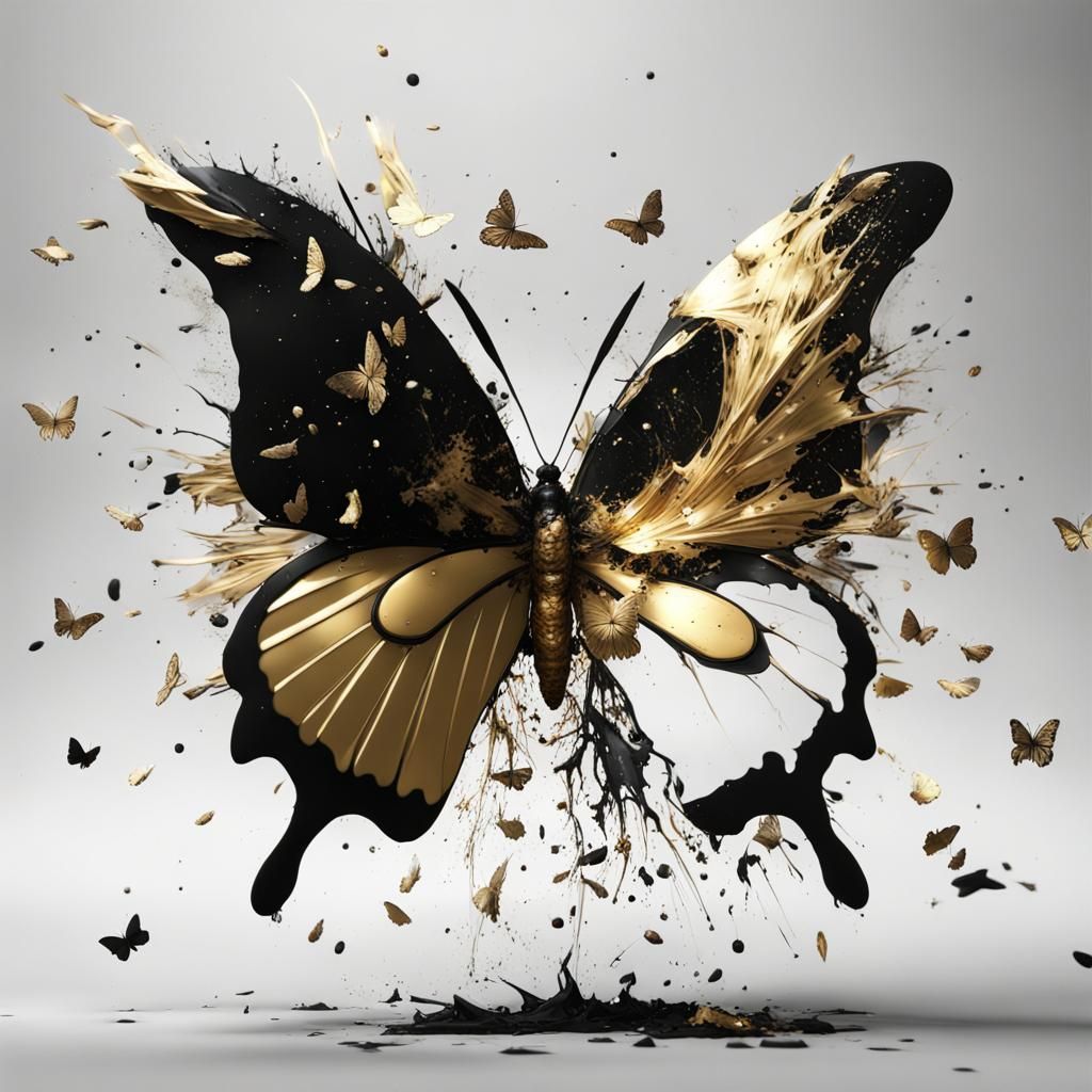 Ethereal Butterfly in Shattering Gold Splendor