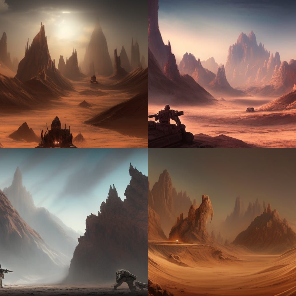 Fantastical Desert War Scene in Deep Color