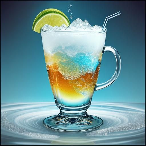 Vibrant Elixir Swirls into Glass Tankard in Whimsical Style