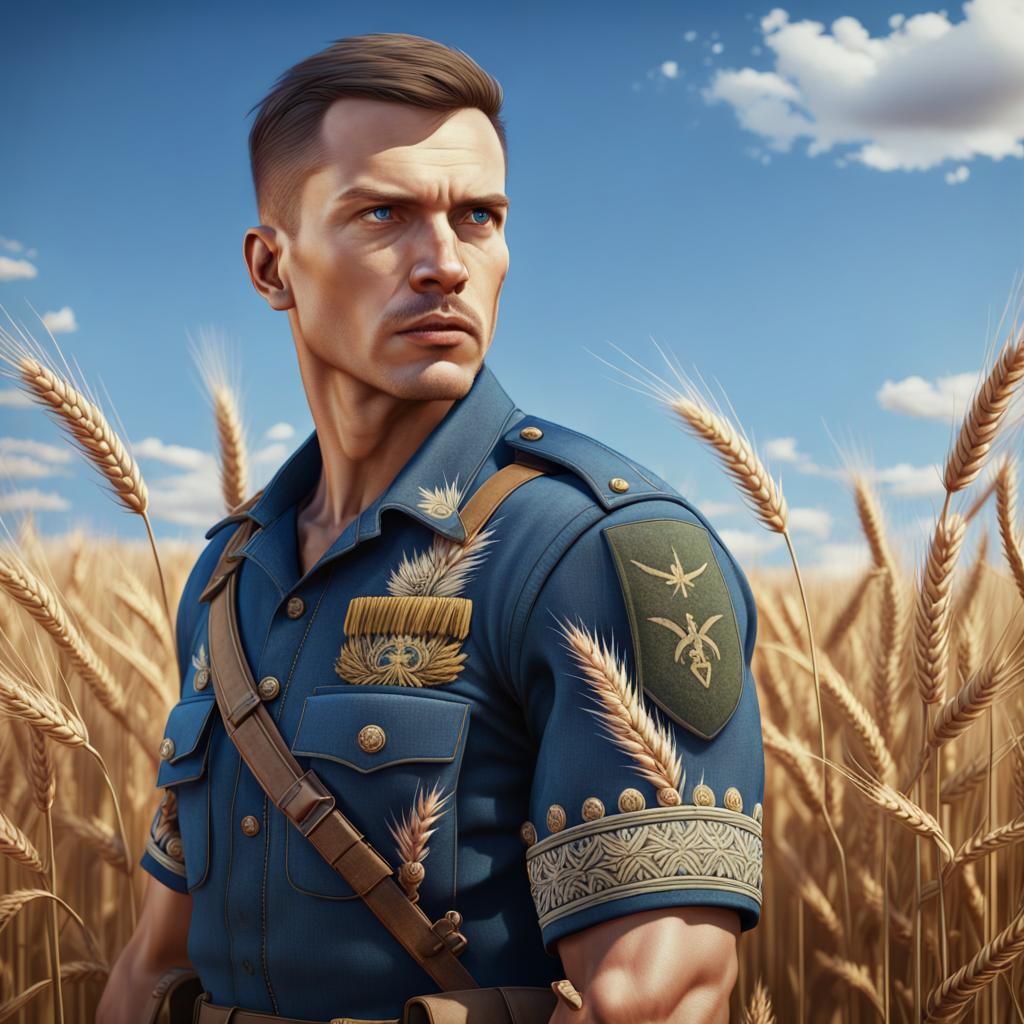 Heroic Ukrainian Defender in Embroidered Glory, Amidst a Won...