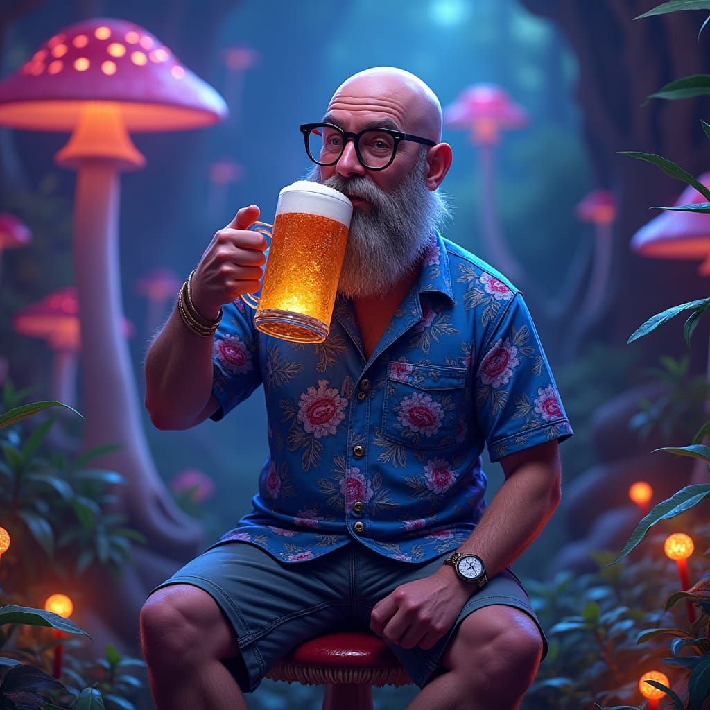 Shaman in Neon Dreamscape