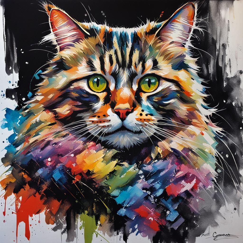 Hyperrealistic Edinburgh Feline in Scratchboard Ink Style