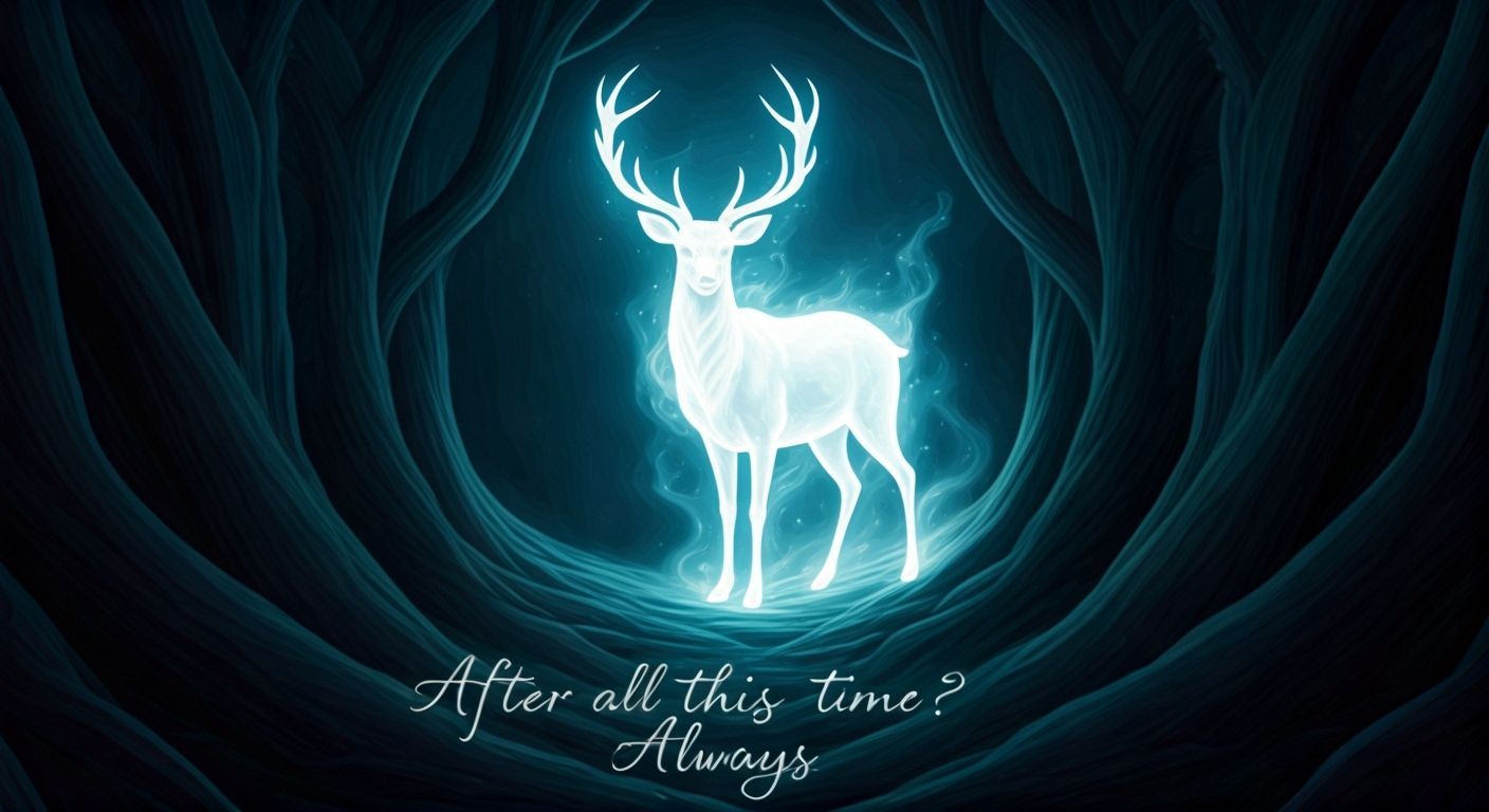 Snape's White Stag Patronus in Ethereal Twilight Glow