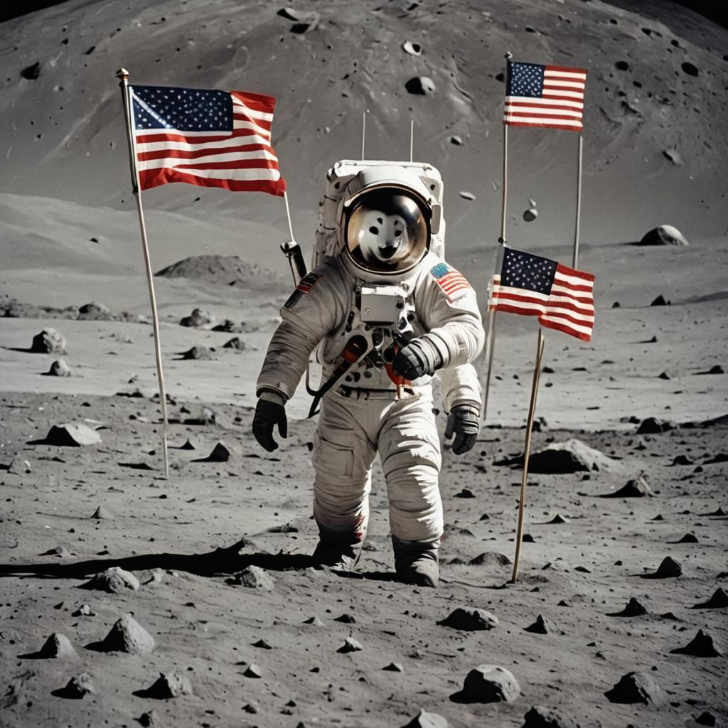 Dog astronaut in the moon