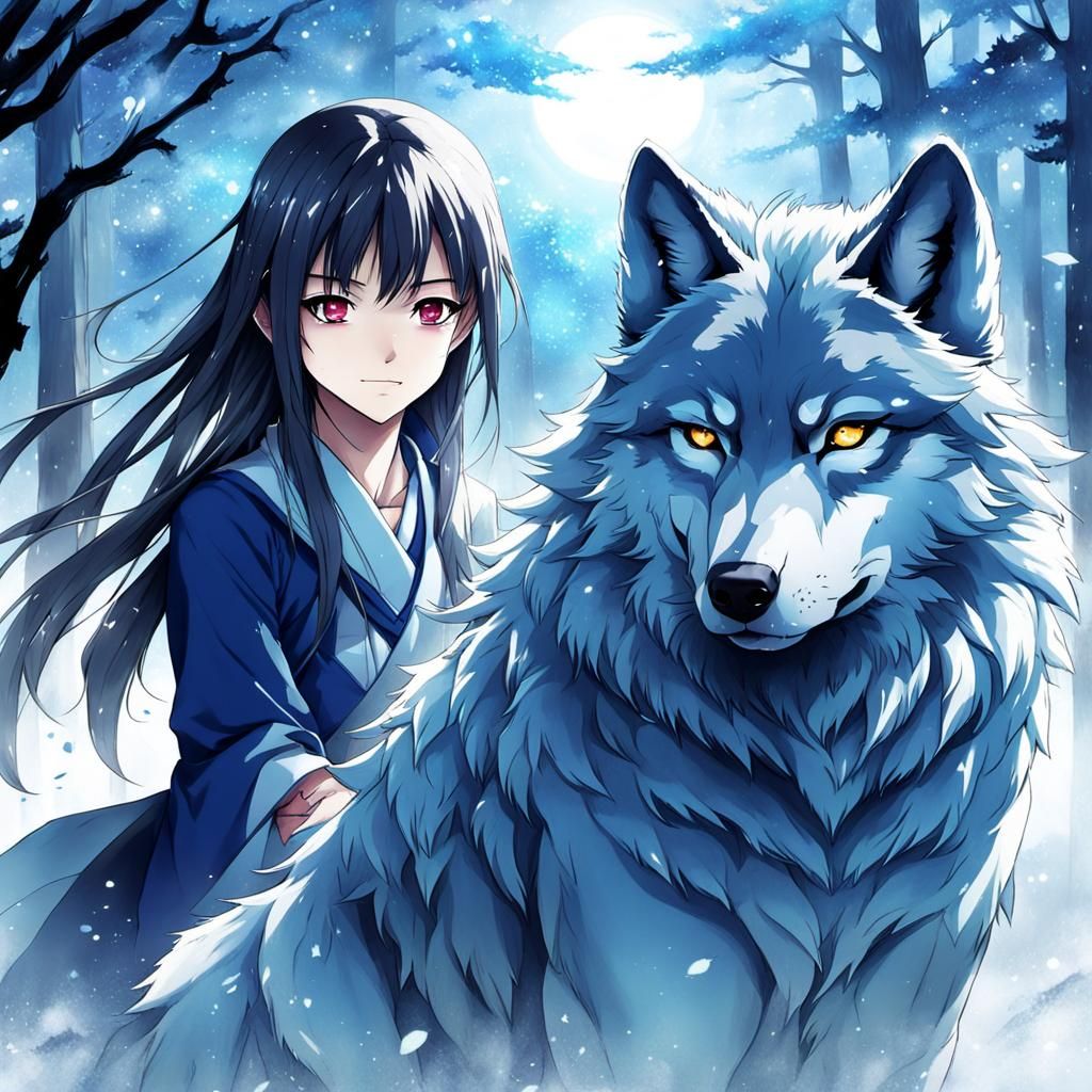 Girl Transfigures into Wolf Spirit