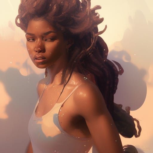 Hyperrealistic Black Portrait in Triadic Colors