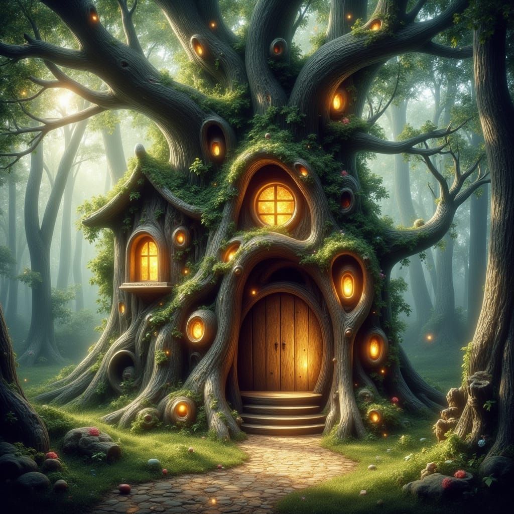 Enchanted Forest House in Ancient Tree