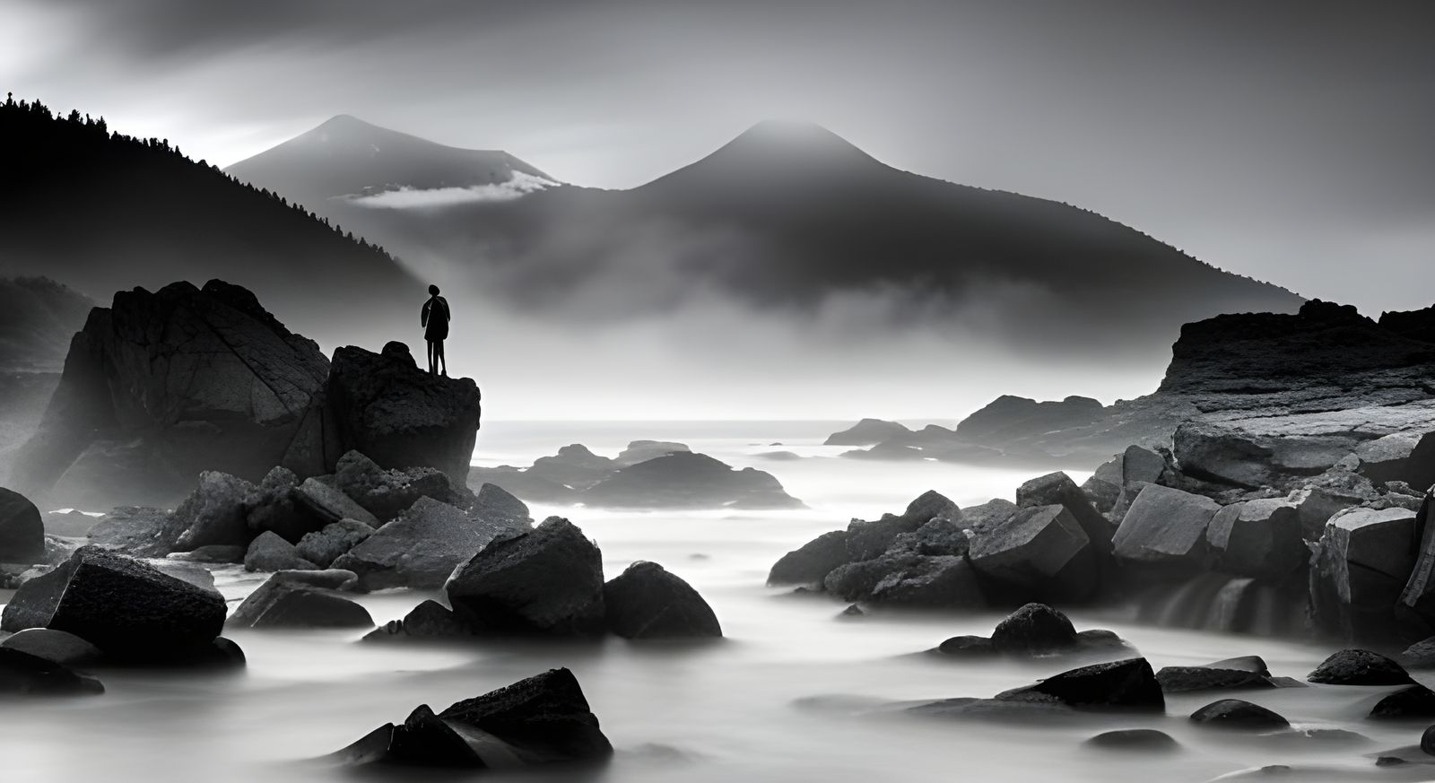 Moody Winter Scene in a Cyberpunk Aesthetic