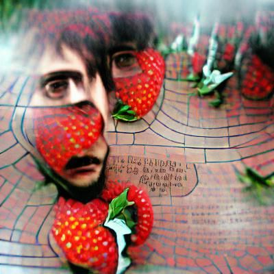 Ethereal Strawberry Fields in a Dreamlike Landscape
