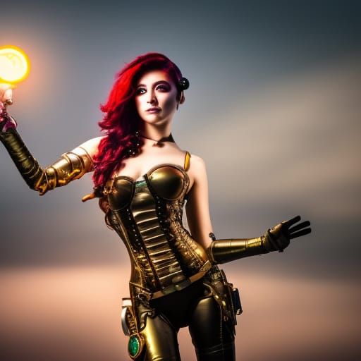 Glamorous Steampunk Cyborg Goddess