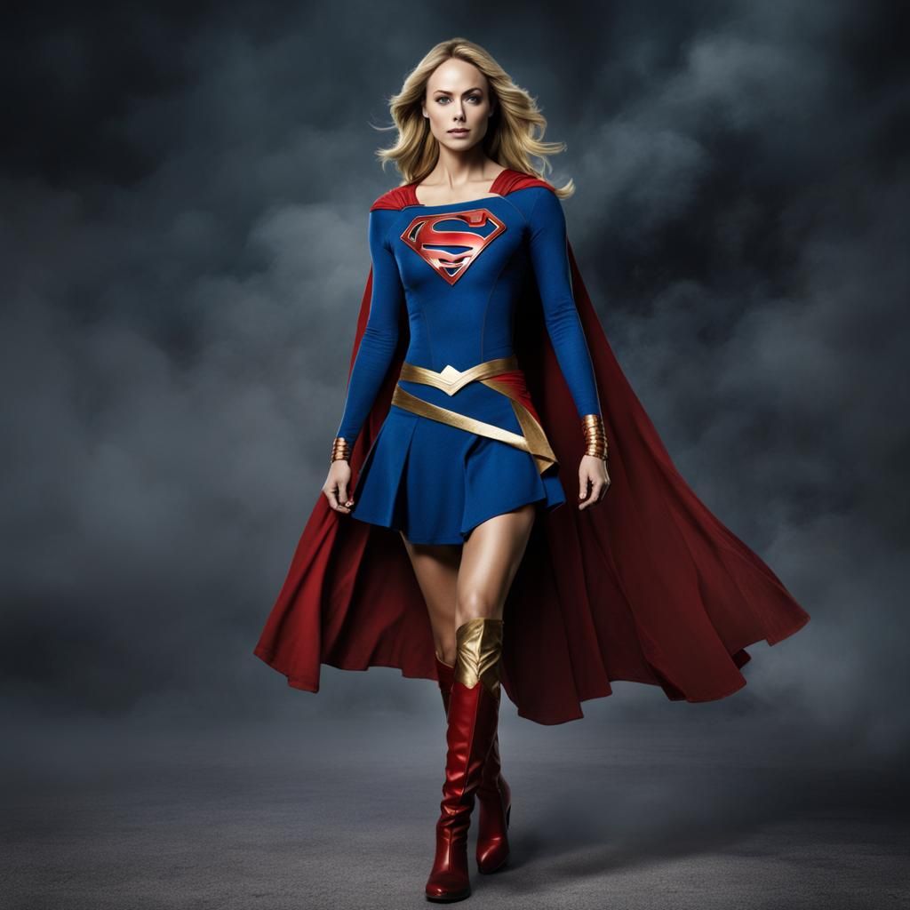 Laura Vandervoort as Realistic Supergirl in Iconic Blue and...