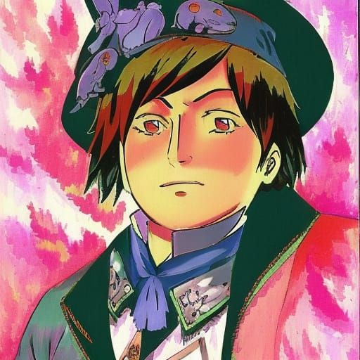 Winston Churchill Anime Portrait in Vibrant Colors