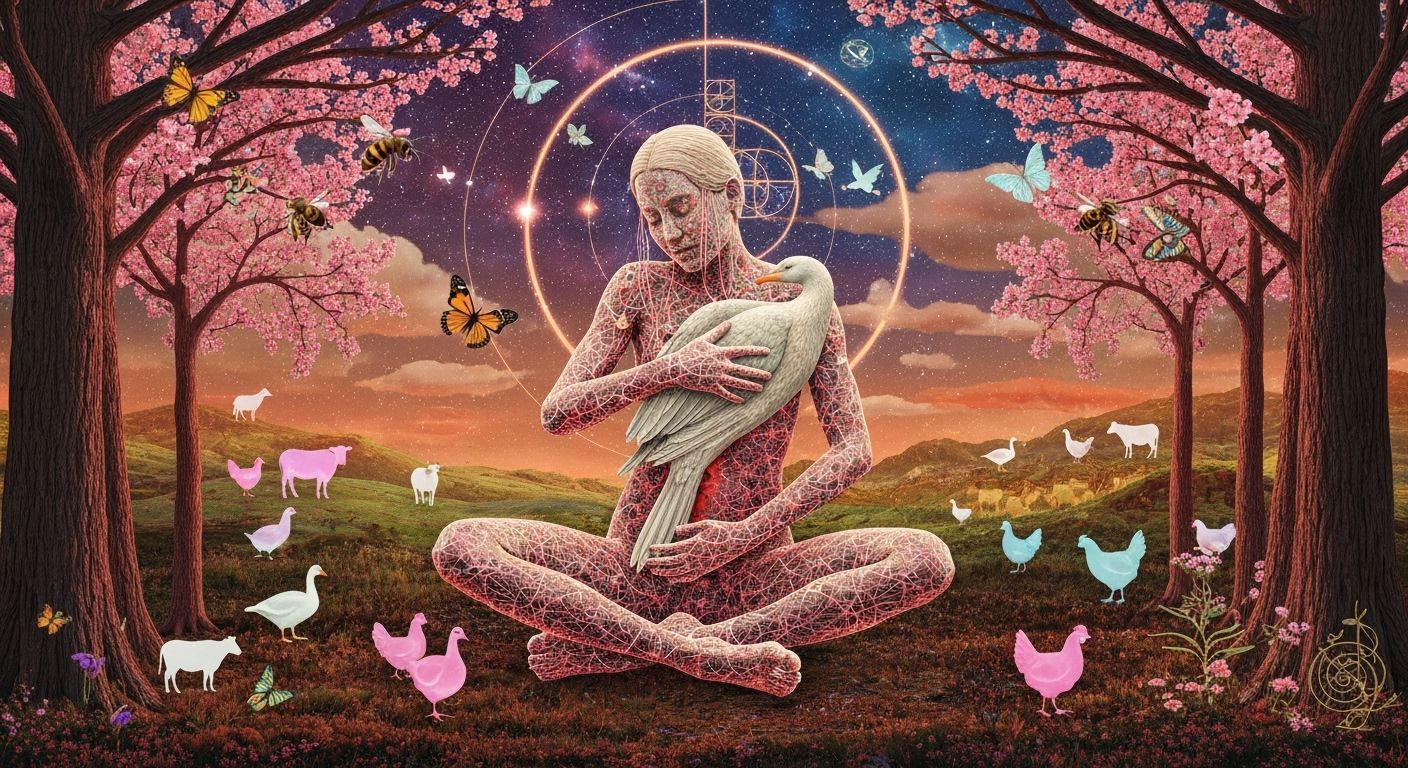 Mystical Shaman Trance in Forest, Bio-Art Collage