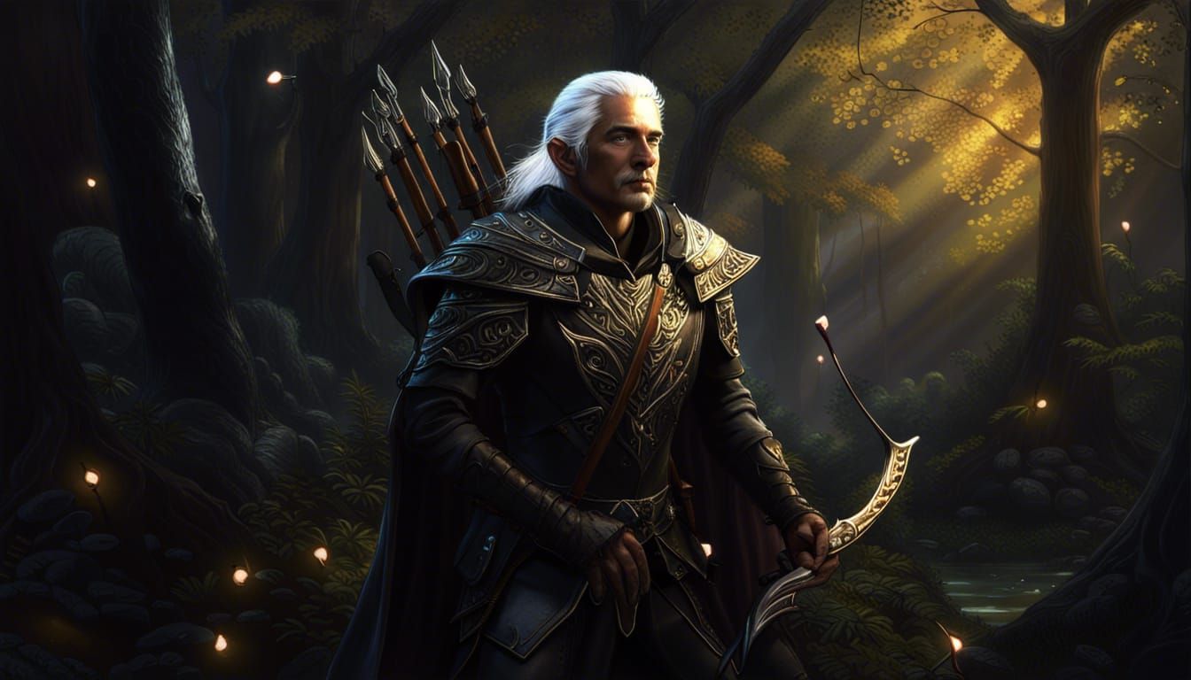 Mystic Dark Wood Hunter, DnD Style Painting