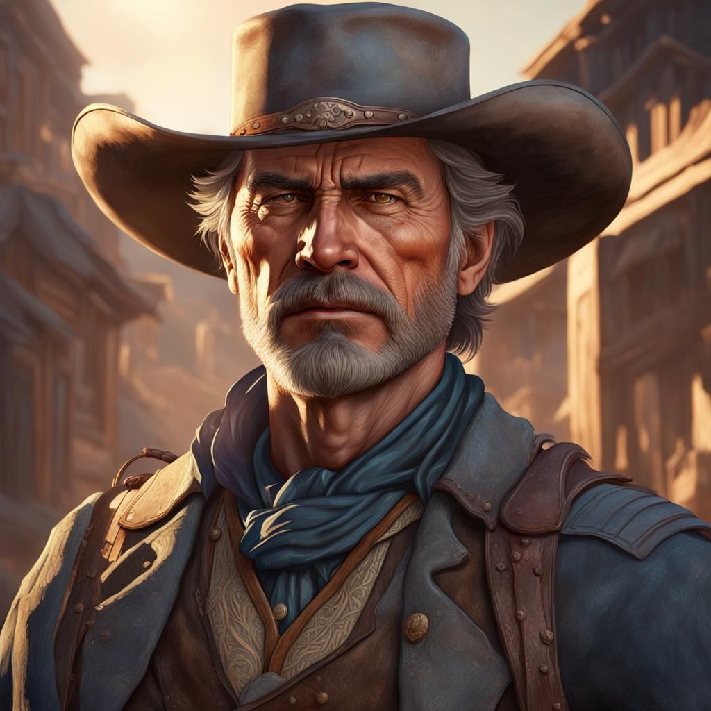 Hyper Realistic Lawman Portrait in Triadic Colors