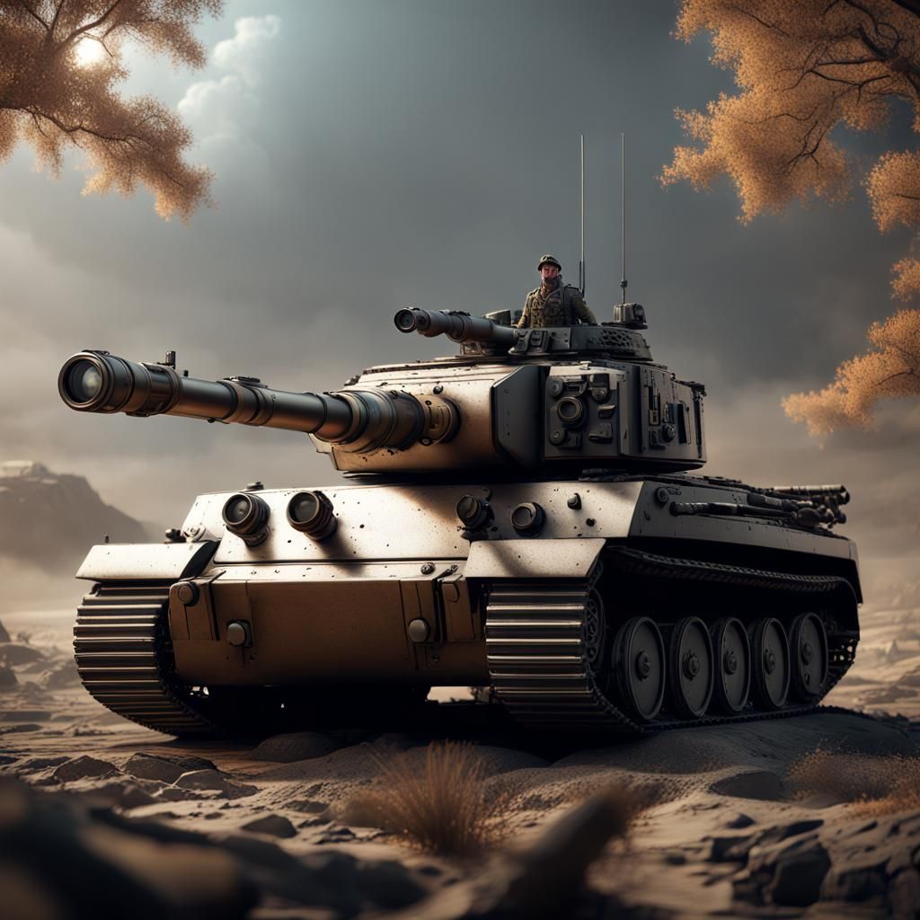 Tiger Tank Commander in Futuristic Sci-Fi Scene