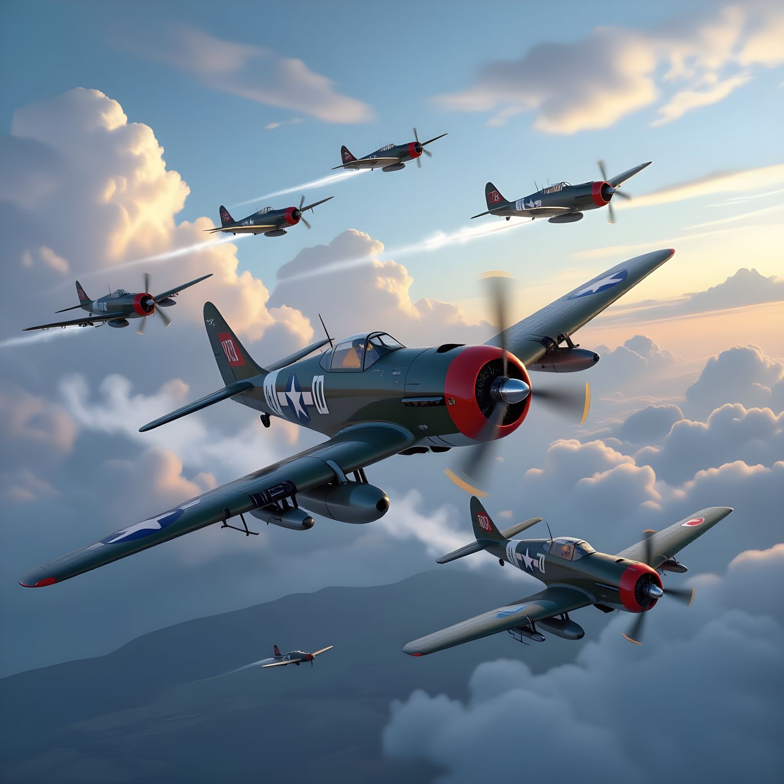 WW2 Aerial Combat: P-47s vs. Japanese Zeroes