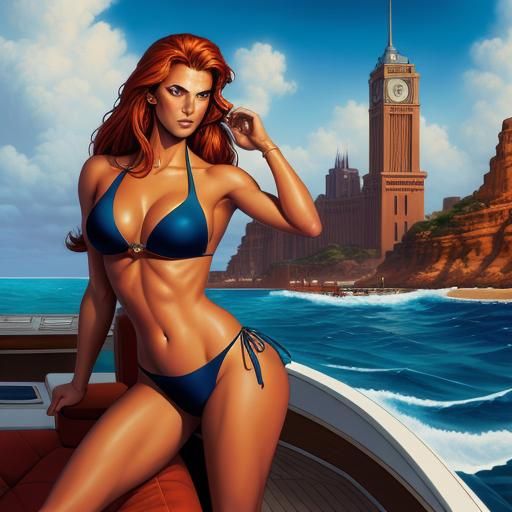 Sultry Yacht Goddess in Breezy Bikini