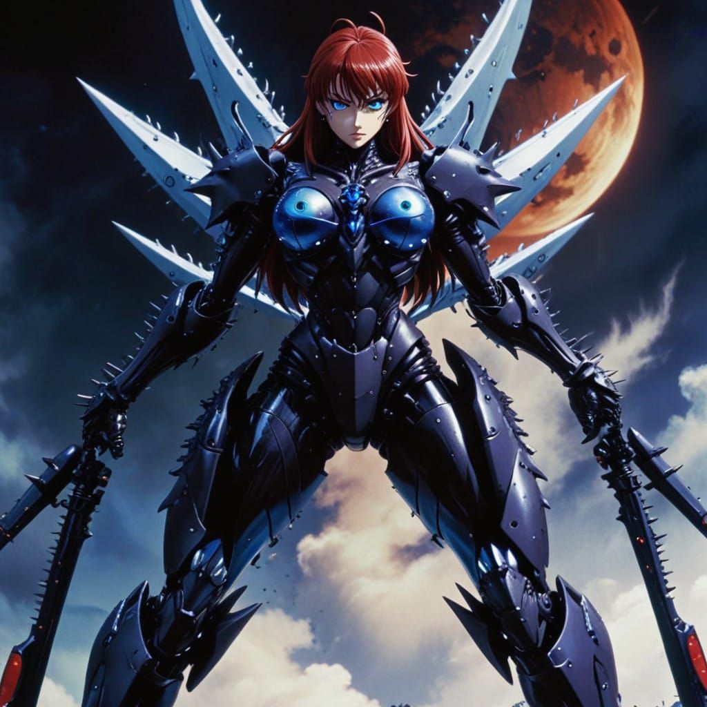 Rias Gremory in Cyberpunk Sci-Fi Anime Style