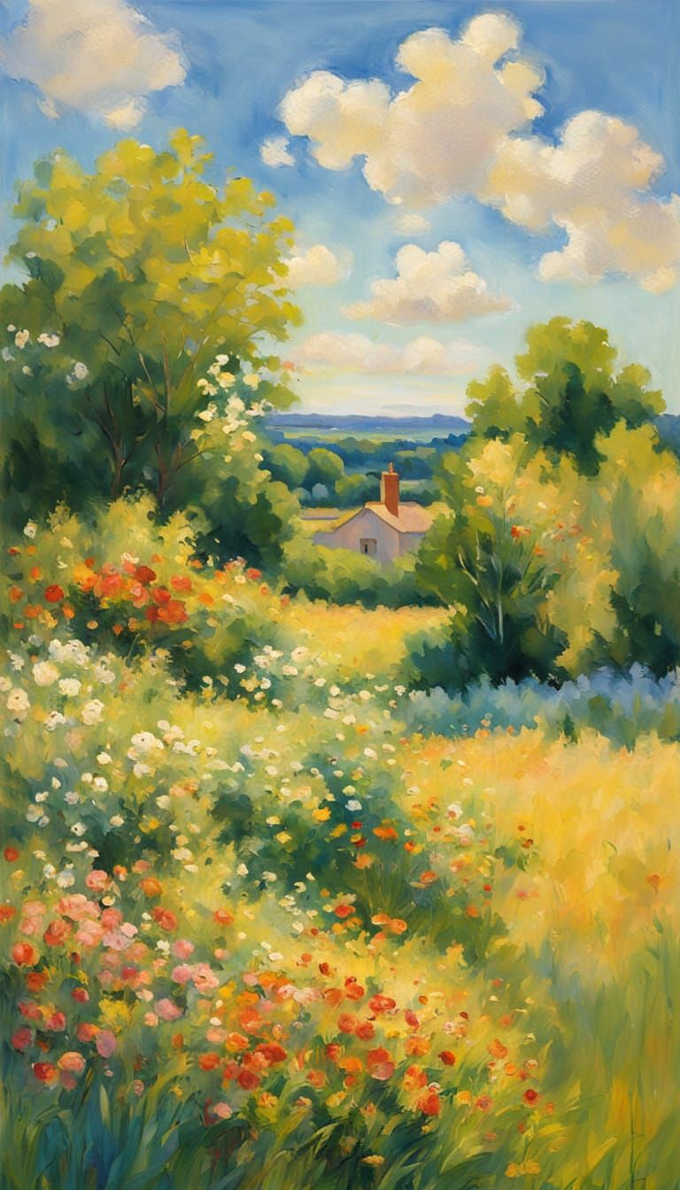 Idyllic Summer Scene in Impressionist Style