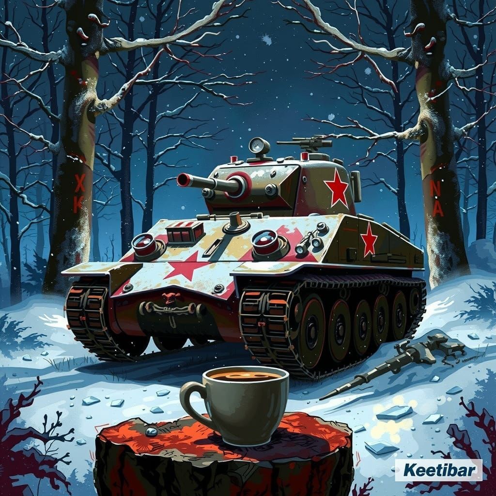 Warrior in Winter Solace: A Tank's Vigil Amidst Snowy Woods