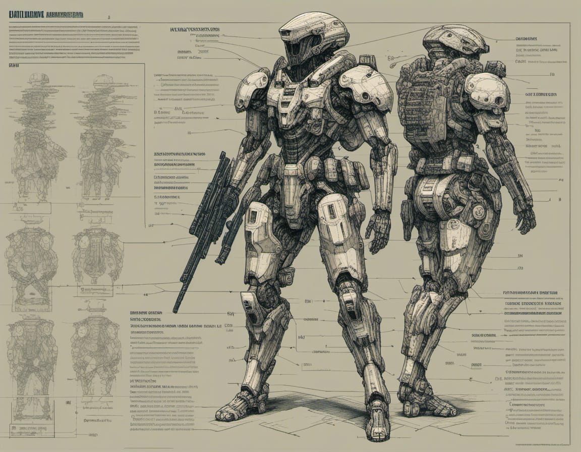 Cybernetic Soldier Armour with Intricate Mechanisms