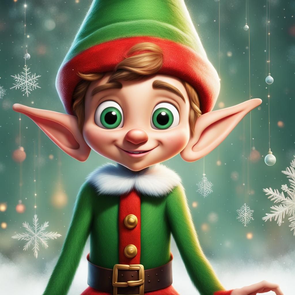 Epic Christmas Elf Portrait in Cinematic Maximalist Style
