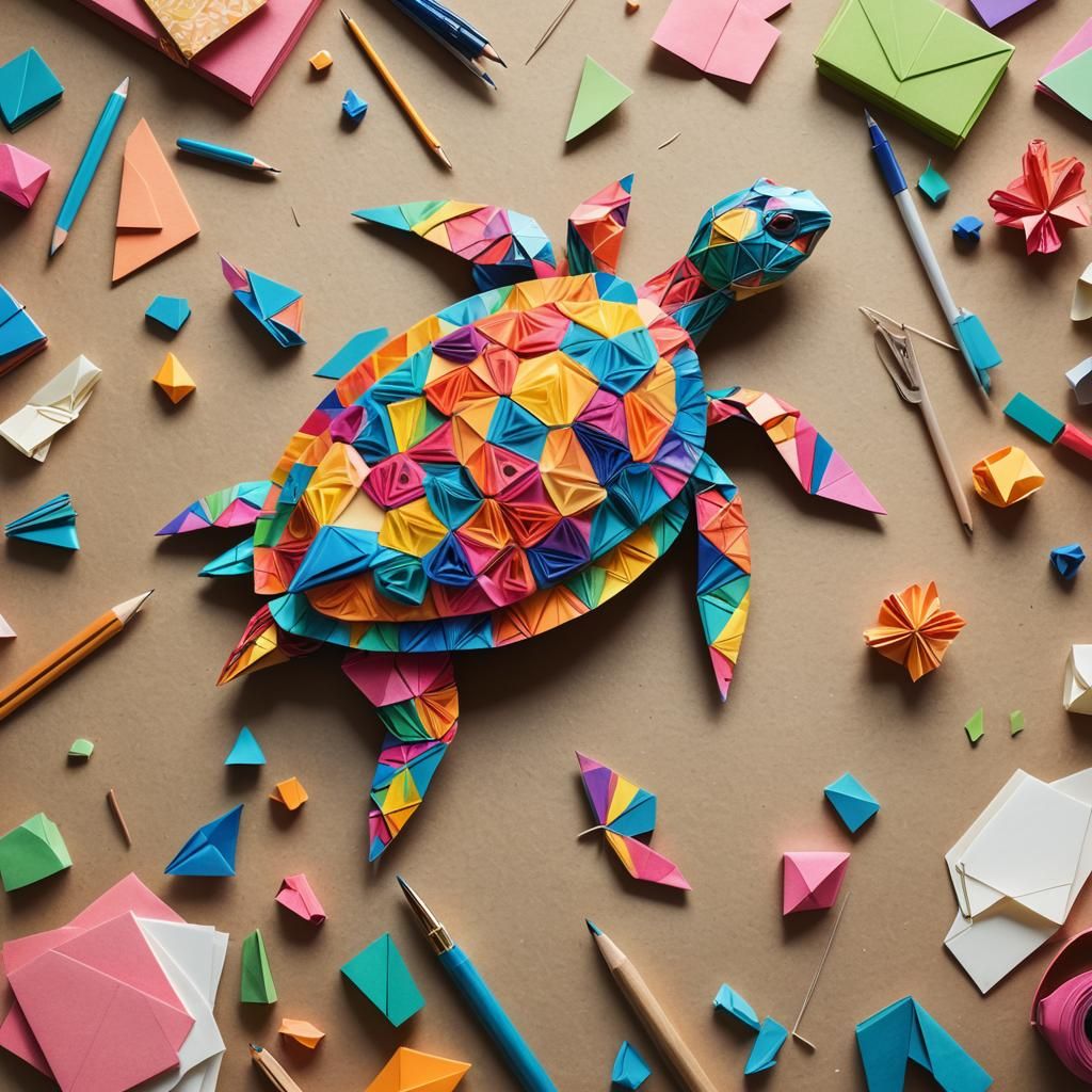 Origami Turtle Art in Soft Focus Delight