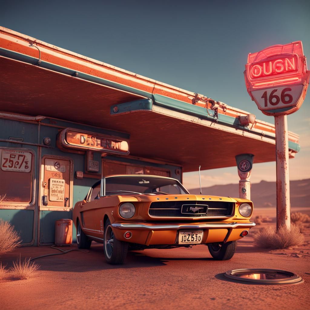 1966 Mustang Revival in Neon Desert Dreamscape