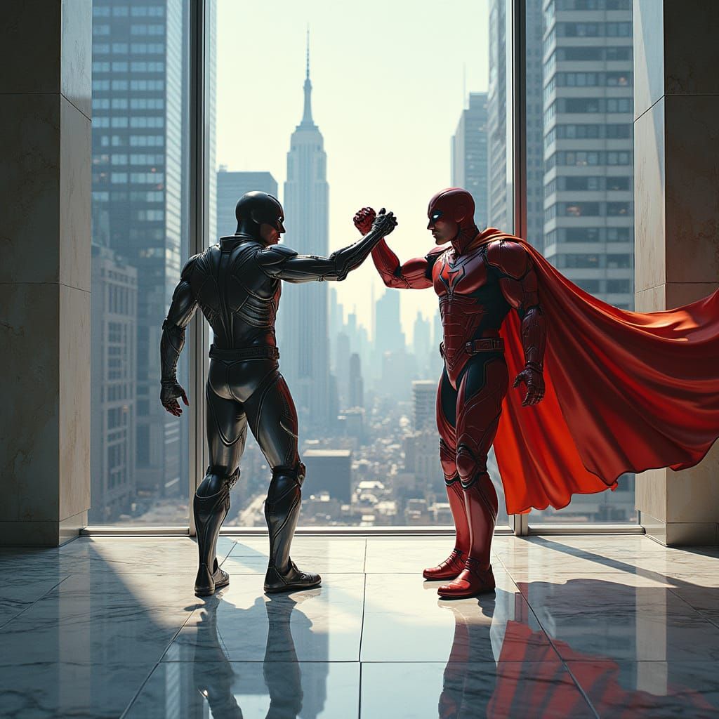 Avengers-Inspired Superhero Battle in a Futuristic NYC Skysc...